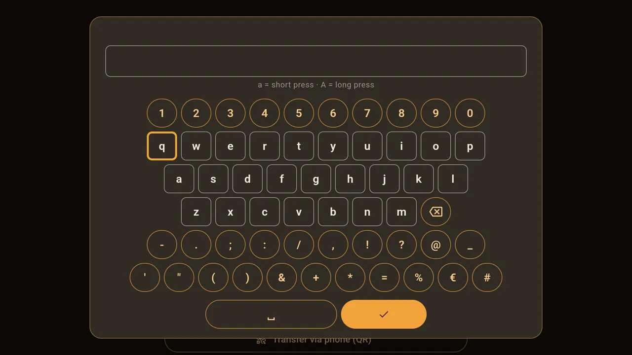 The keyboard for the remote control.